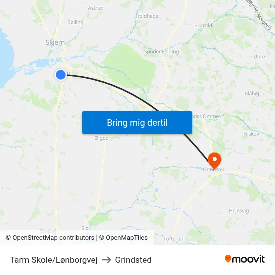 Tarm Skole/Lønborgvej to Grindsted map