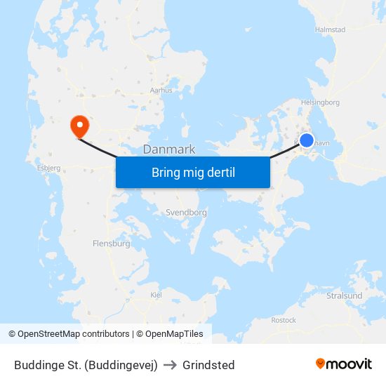 Buddinge St. (Buddingevej) to Grindsted map