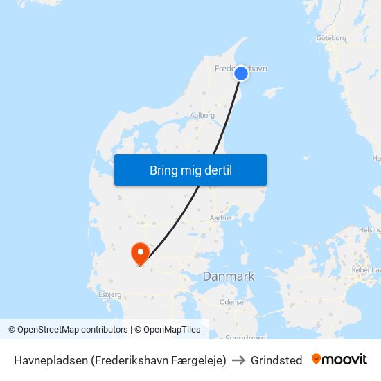 Havnepladsen (Frederikshavn Færgeleje) to Grindsted map