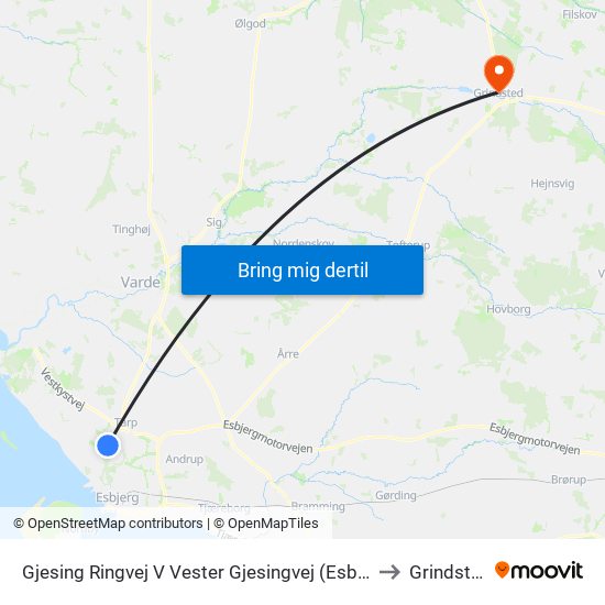 Gjesing Ringvej V Vester Gjesingvej (Esbjerg) to Grindsted map