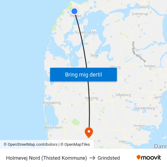 Holmevej Nord (Thisted Kommune) to Grindsted map