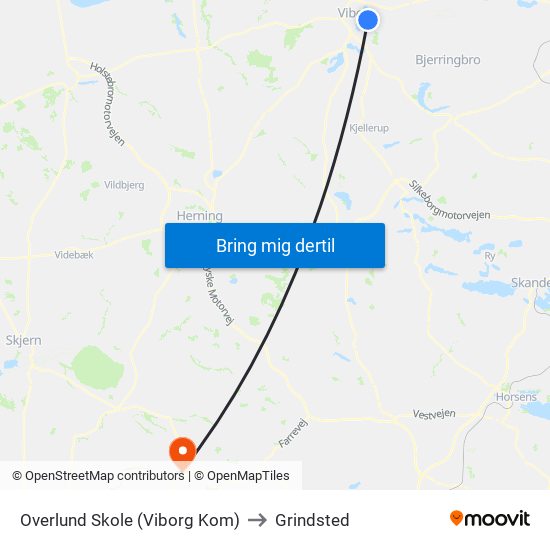 Overlund Skole (Viborg Kom) to Grindsted map