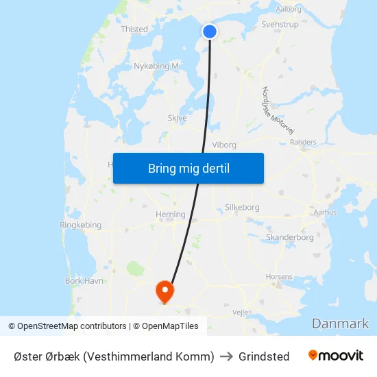Øster Ørbæk (Vesthimmerland Komm) to Grindsted map