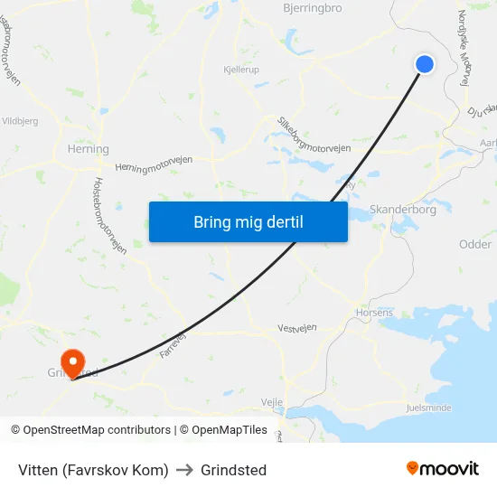 Vitten (Favrskov Kom) to Grindsted map