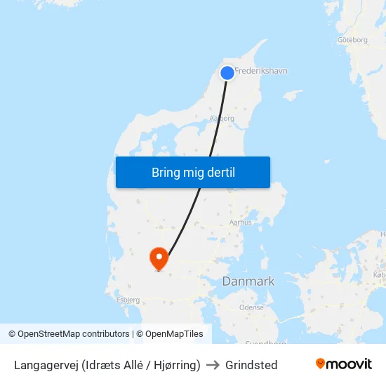 Langagervej (Idræts Allé / Hjørring) to Grindsted map