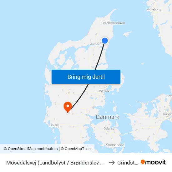 Mosedalsvej (Landbolyst / Brønderslev Komm) to Grindsted map