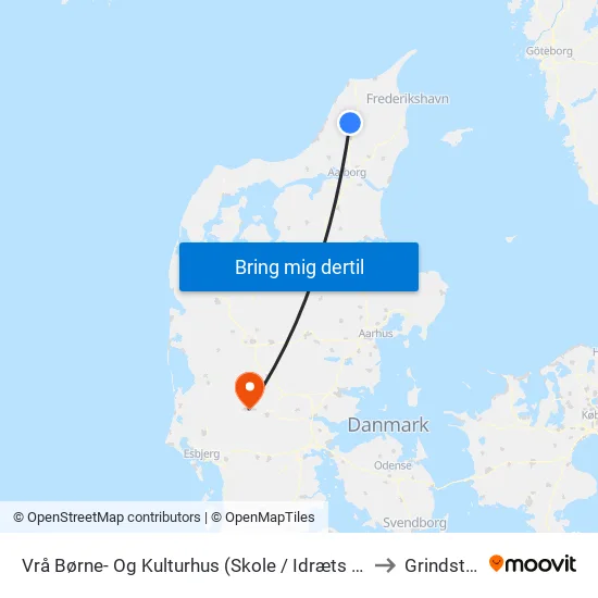 Vrå Børne- Og Kulturhus (Skole / Idræts Allé) to Grindsted map
