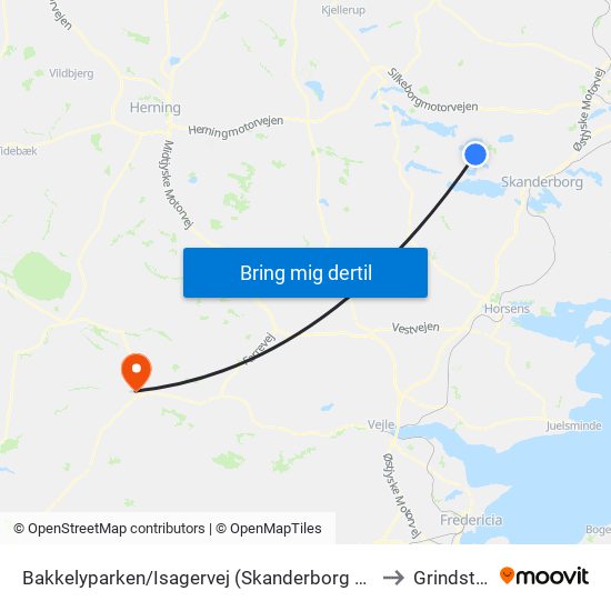 Bakkelyparken/Isagervej (Skanderborg Kom) to Grindsted map