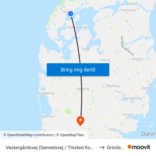Vestergårdsvej (Sennelsvej / Thisted Kommune) to Grindsted map