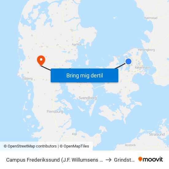 Campus Frederikssund (J.F. Willumsens Vej) to Grindsted map