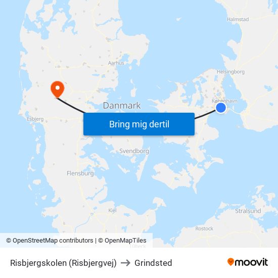 Risbjergskolen (Risbjergvej) to Grindsted map