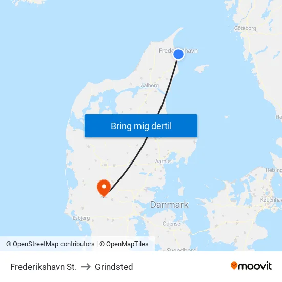 Frederikshavn St. to Grindsted map