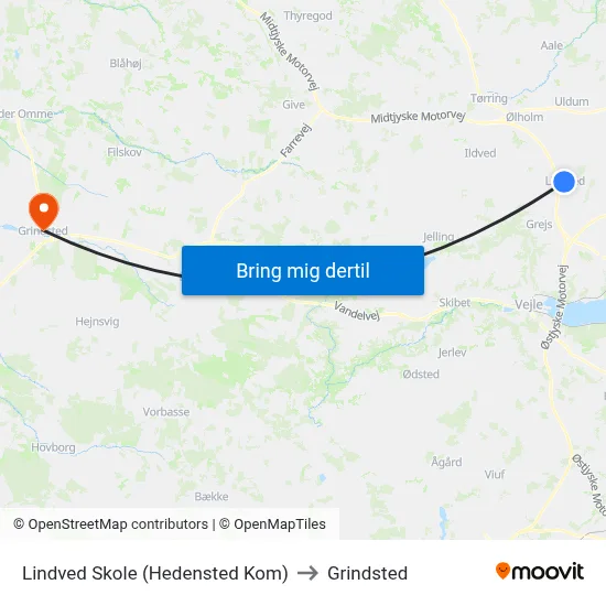 Lindved Skole (Hedensted Kom) to Grindsted map