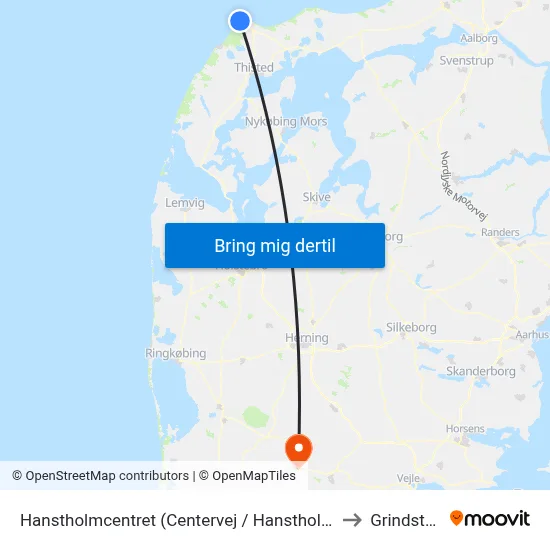 Hanstholmcentret (Centervej / Hanstholm) to Grindsted map