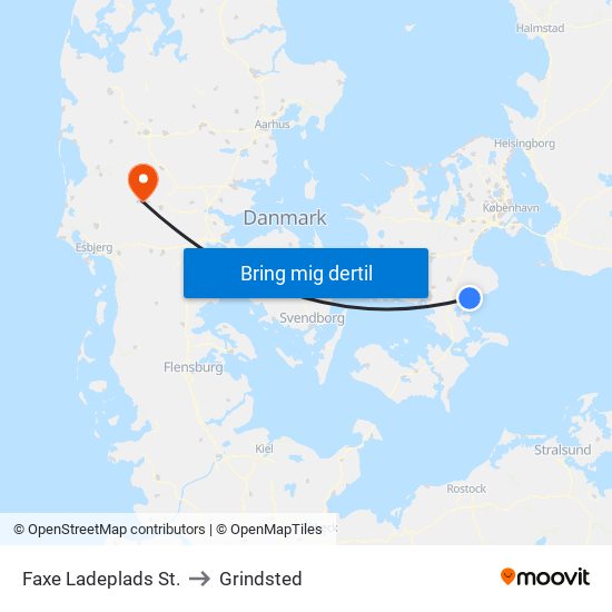 Faxe Ladeplads St. to Grindsted map
