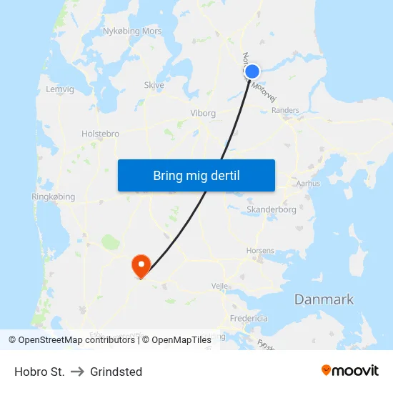 Hobro St. to Grindsted map