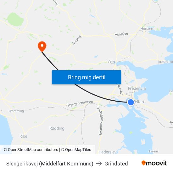 Slengeriksvej (Middelfart Kommune) to Grindsted map