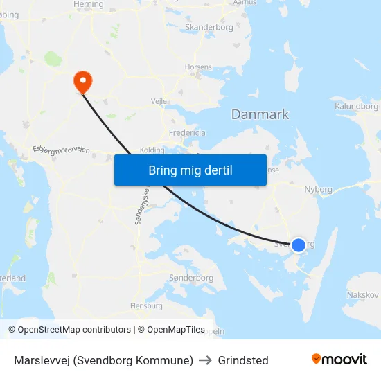 Marslevvej (Svendborg Kommune) to Grindsted map