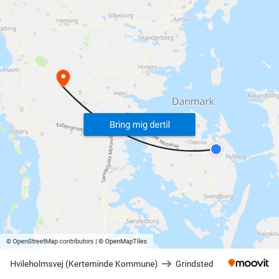 Hvileholmsvej (Kerteminde Kommune) to Grindsted map