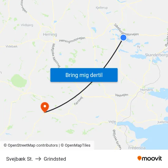 Svejbæk St. to Grindsted map