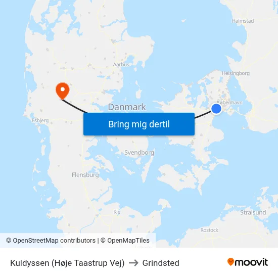 Kuldyssen (Høje Taastrup Vej) to Grindsted map