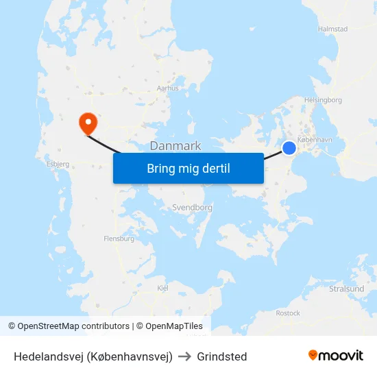 Hedelandsvej (Københavnsvej) to Grindsted map
