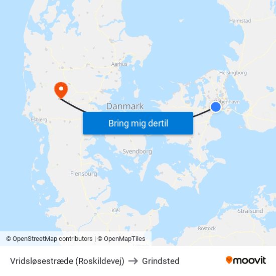 Vridsløsestræde (Roskildevej) to Grindsted map