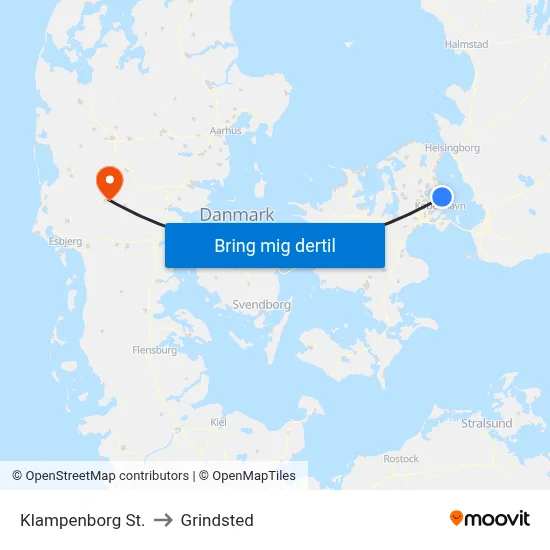 Klampenborg St. to Grindsted map