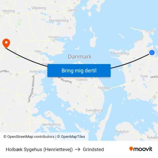 Holbæk Sygehus (Henriettevej) to Grindsted map