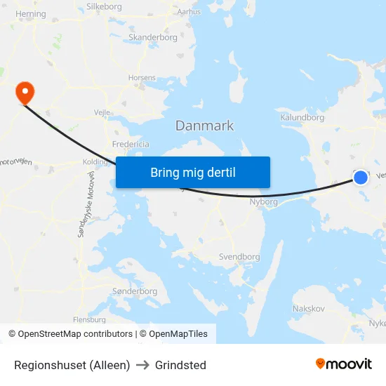 Regionshuset (Alleen) to Grindsted map