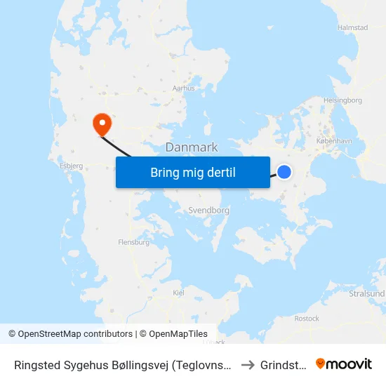 Ringsted Sygehus Bøllingsvej (Teglovnsvej) to Grindsted map