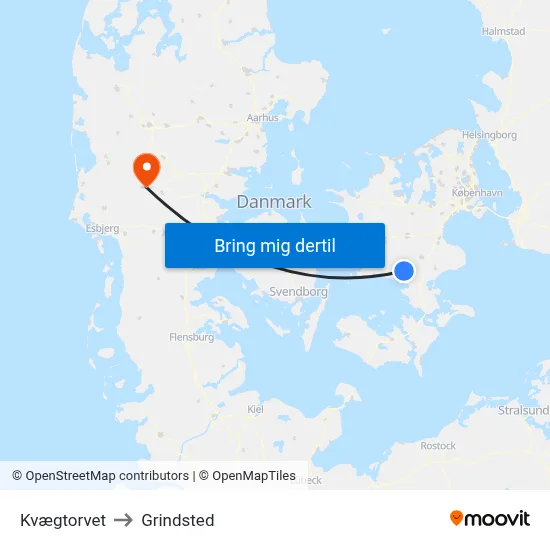 Kvægtorvet to Grindsted map