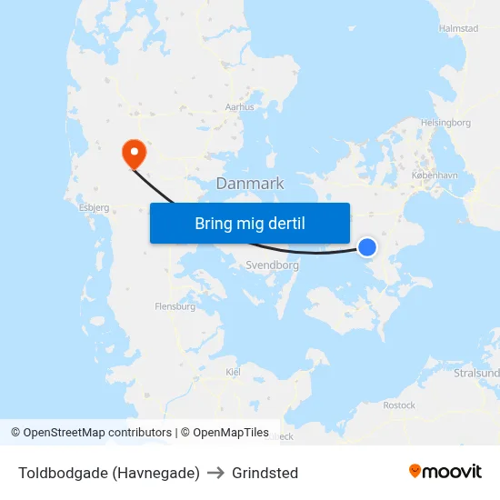 Toldbodgade (Havnegade) to Grindsted map