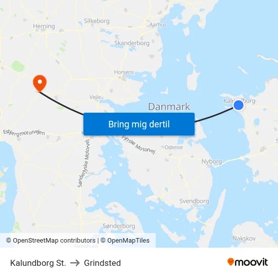 Kalundborg St. to Grindsted map