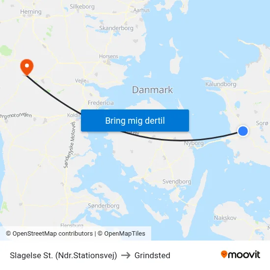 Slagelse St. (Ndr.Stationsvej) to Grindsted map