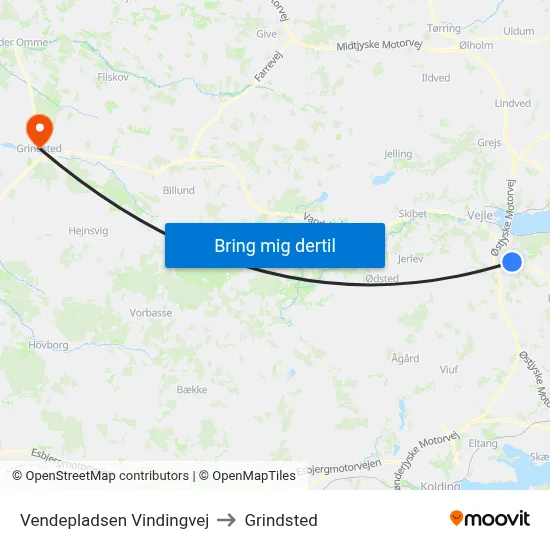 Vendepladsen Vindingvej to Grindsted map