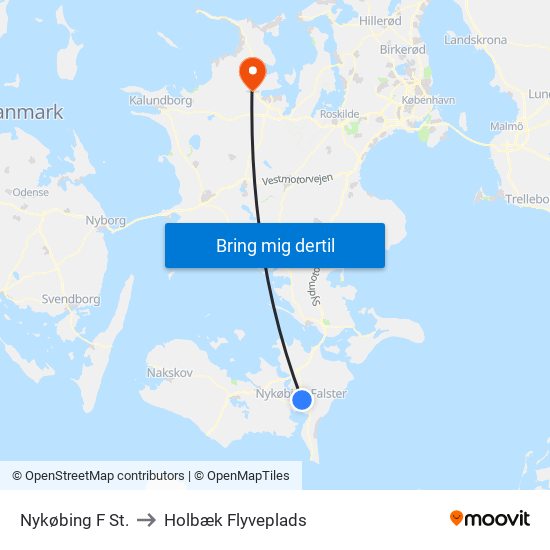 Nykøbing F St. to Holbæk Flyveplads map