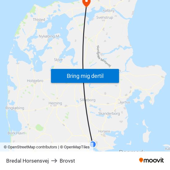 Bredal Horsensvej to Brovst map