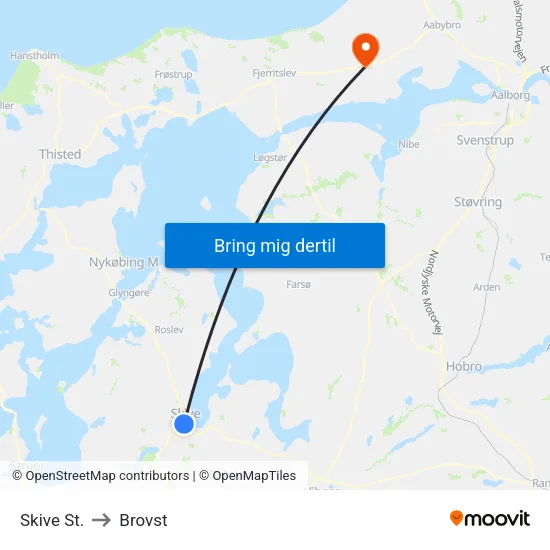 Skive St. to Brovst map