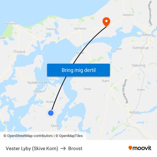 Vester Lyby (Skive Kom) to Brovst map
