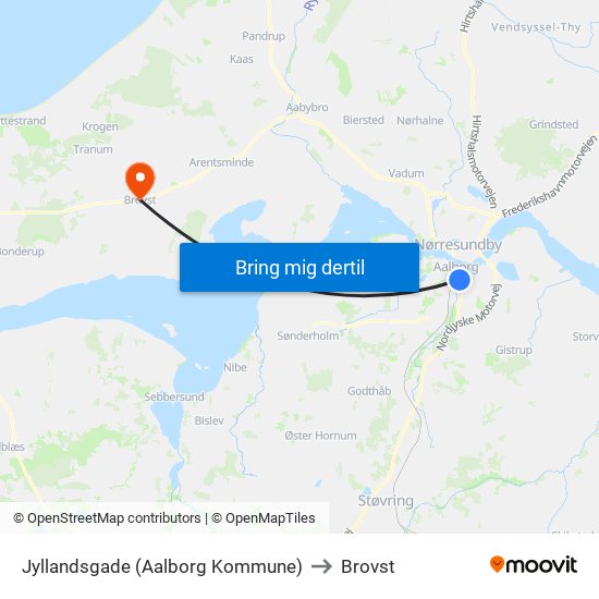 Jyllandsgade (Aalborg Kommune) to Brovst map