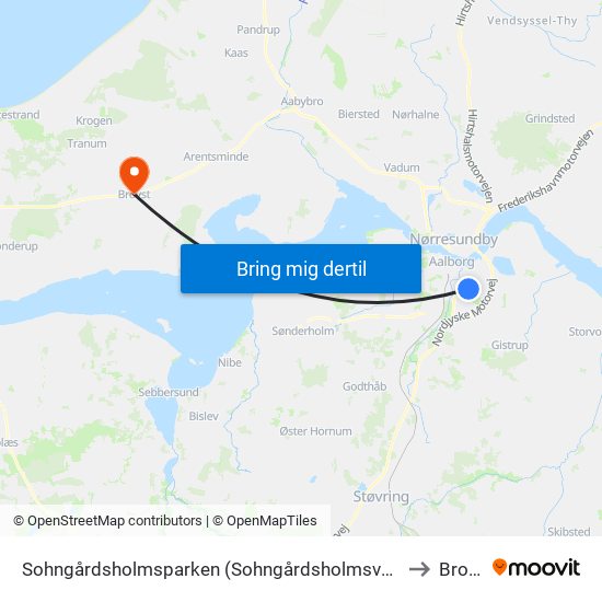 Sohngårdsholmsparken (Sohngårdsholmsvej / Aalborg) to Brovst map
