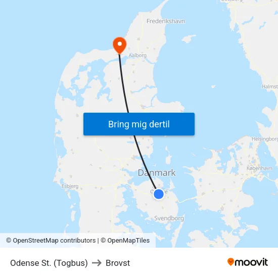 Odense St. (Togbus) to Brovst map