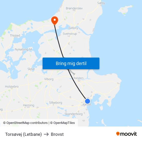 Torsøvej (Letbane) to Brovst map