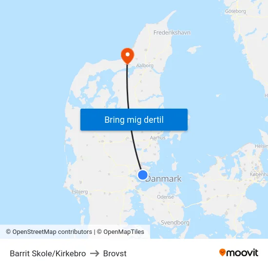 Barrit Skole/Kirkebro to Brovst map