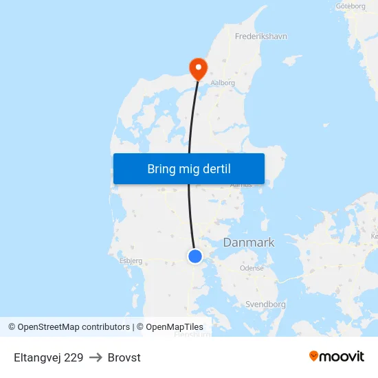 Eltangvej 229 to Brovst map