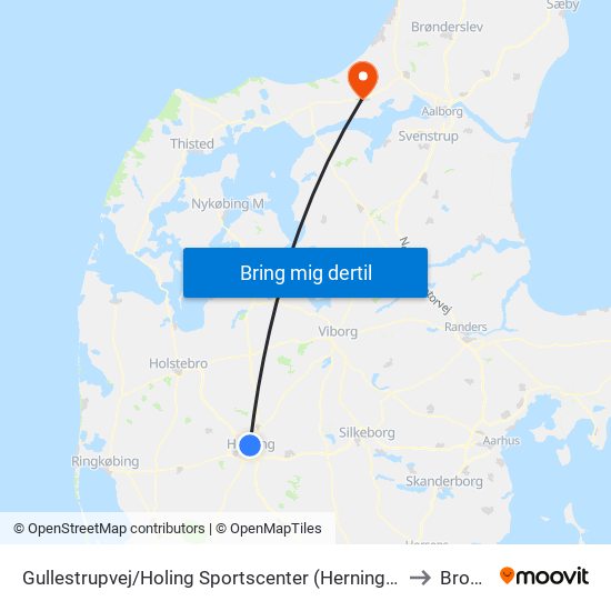 Gullestrupvej/Holing Sportscenter (Herning Kom) to Brovst map