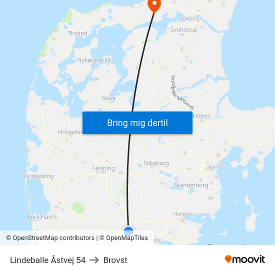 Lindeballe Åstvej 54 to Brovst map