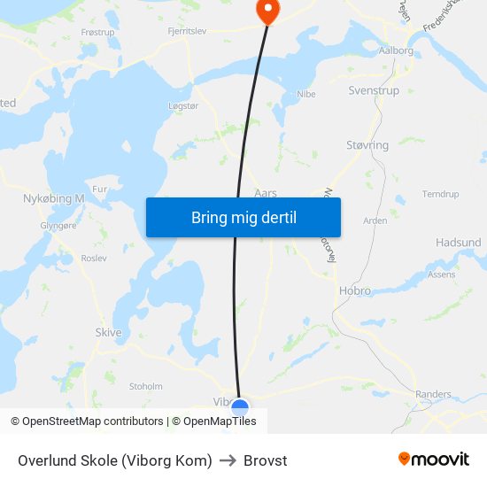 Overlund Skole (Viborg Kom) to Brovst map