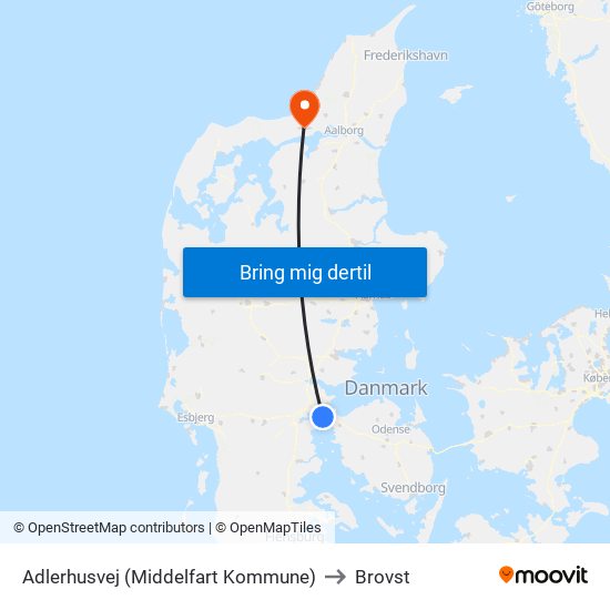 Adlerhusvej (Middelfart Kommune) to Brovst map